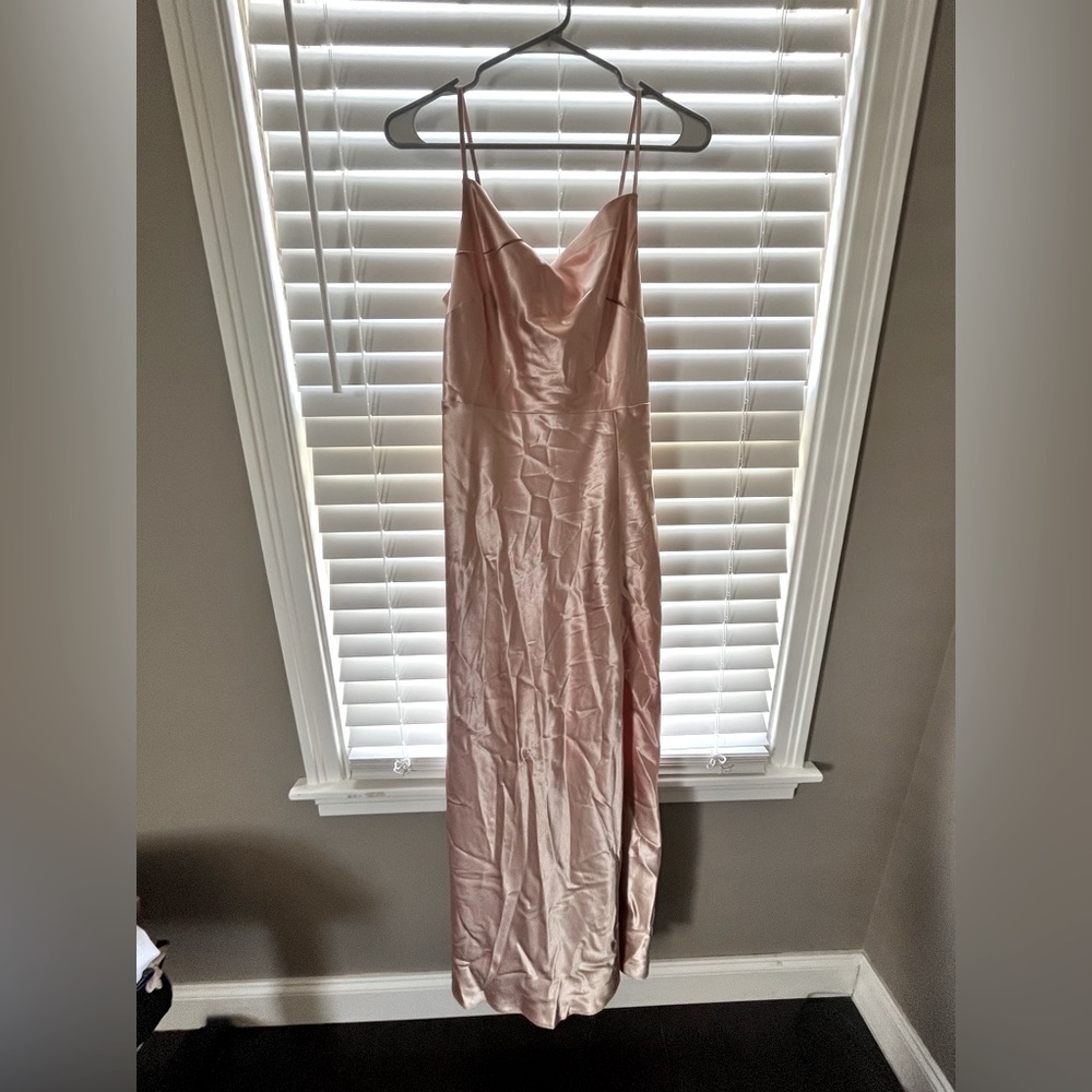 Bridesmaids dress, Birdy Grey, Rose Gold, worn once, thigh slit, scoop neck